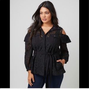 💋🖤👠COLD-SHOULDER LACE JACKET TOP👠🖤💋